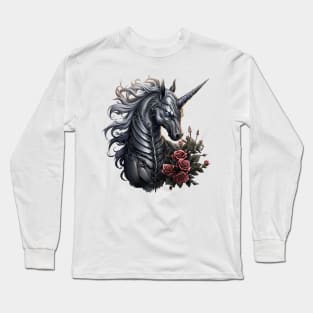 Gothic Unicorn Roses Long Sleeve T-Shirt